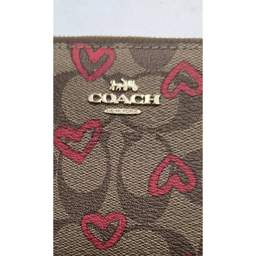 COACH LARGE PHONE WALLET SIGNATURE CANVAS WITH CRAYON ❤HEART 91578 - Picture 3 of 11